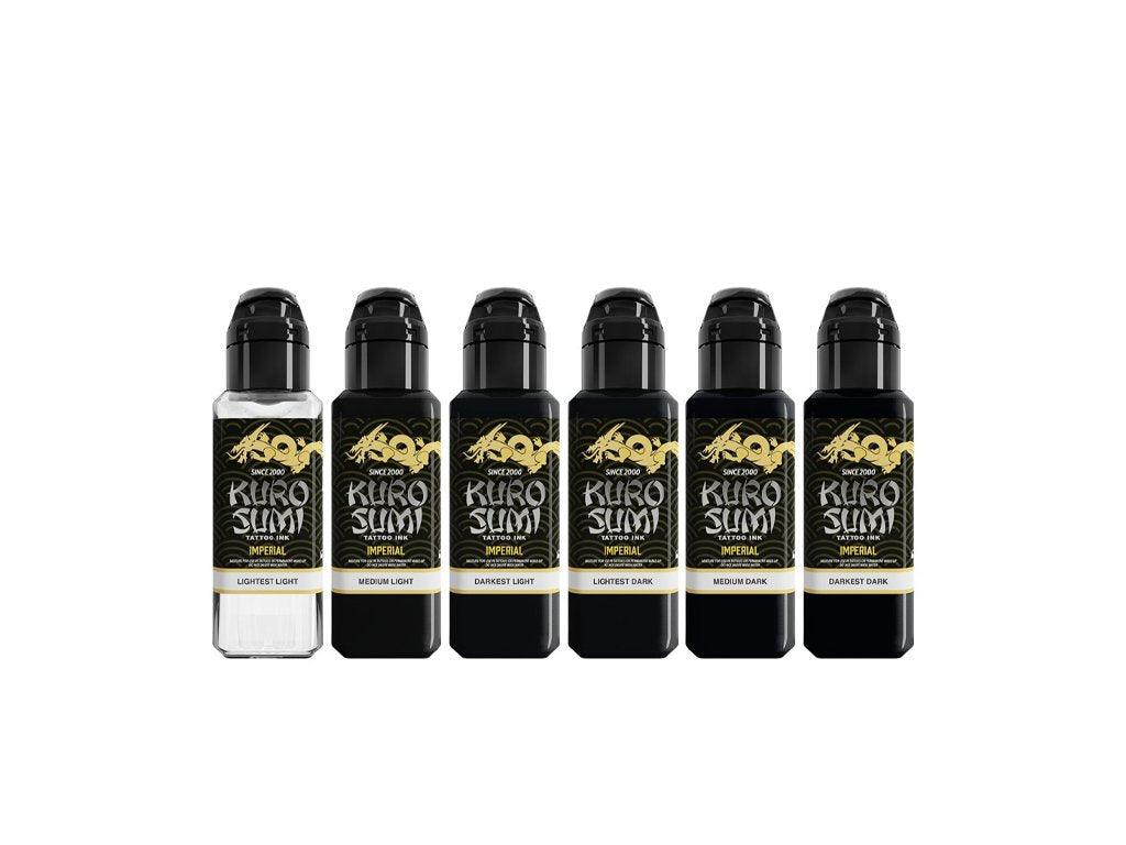 Kuro Sumi Imperial Tattoo Ink Marta Make Fine Art Noir et Gris Ensemble 6x44ml