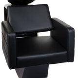 Beauty System Ernesto black hair washing station with sink and chair, designed for professional salon use.