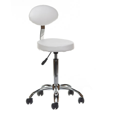 Taboret kosmetyczny z oparciem BH-7289 White - BVShop