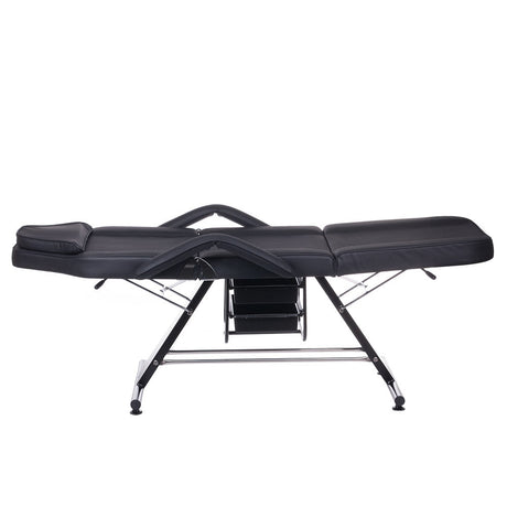 Black cosmetic chair with trays from Beauty System BW-262A, featuring adjustable seat and convenient tray surfaces for beauty treatments.