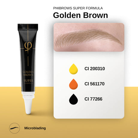 PhiBrows SUPER Golden Brown Microblading Pigment 5ml – pigment colour and composition chart