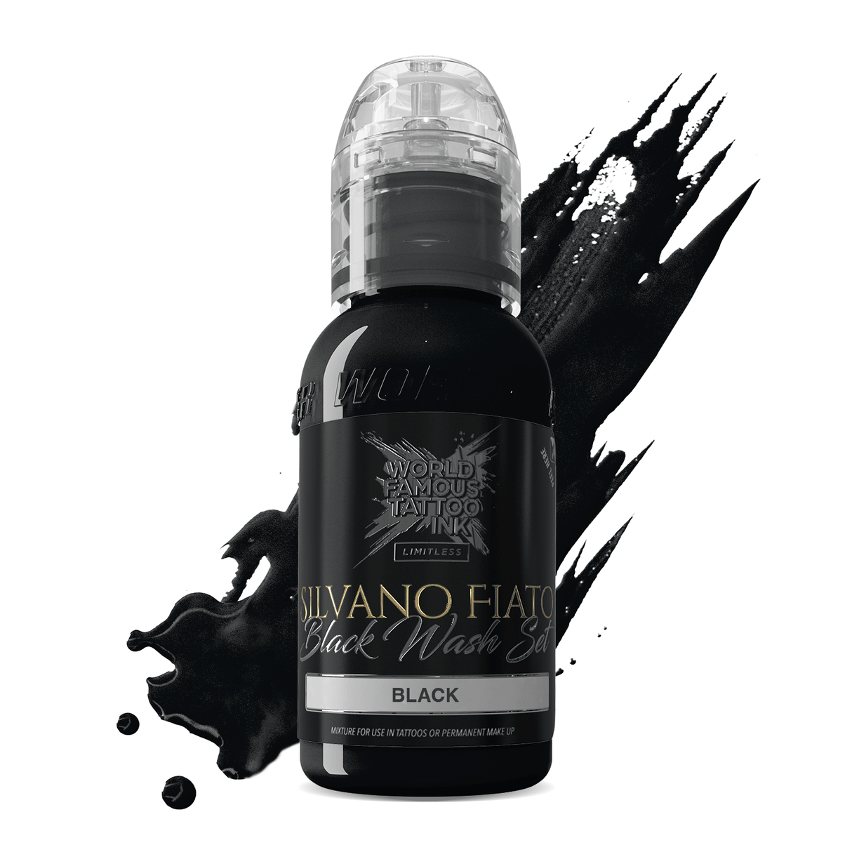 Encre de tatouage illimitée mondialement célèbre Silvano Fiato Blackwash Black (30ml)
