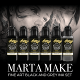 Kuro Sumi Imperial Tattoo Ink Marta Make Fine Art Noir et Gris Ensemble 6x44ml