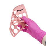 Saferly silicone areola mapping ruler with measurements on a white background for accurate nipple sizing and shape assessment.