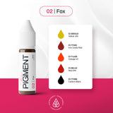 The Pigment 02 Fox warm brow pigment swatch for PMU mixing