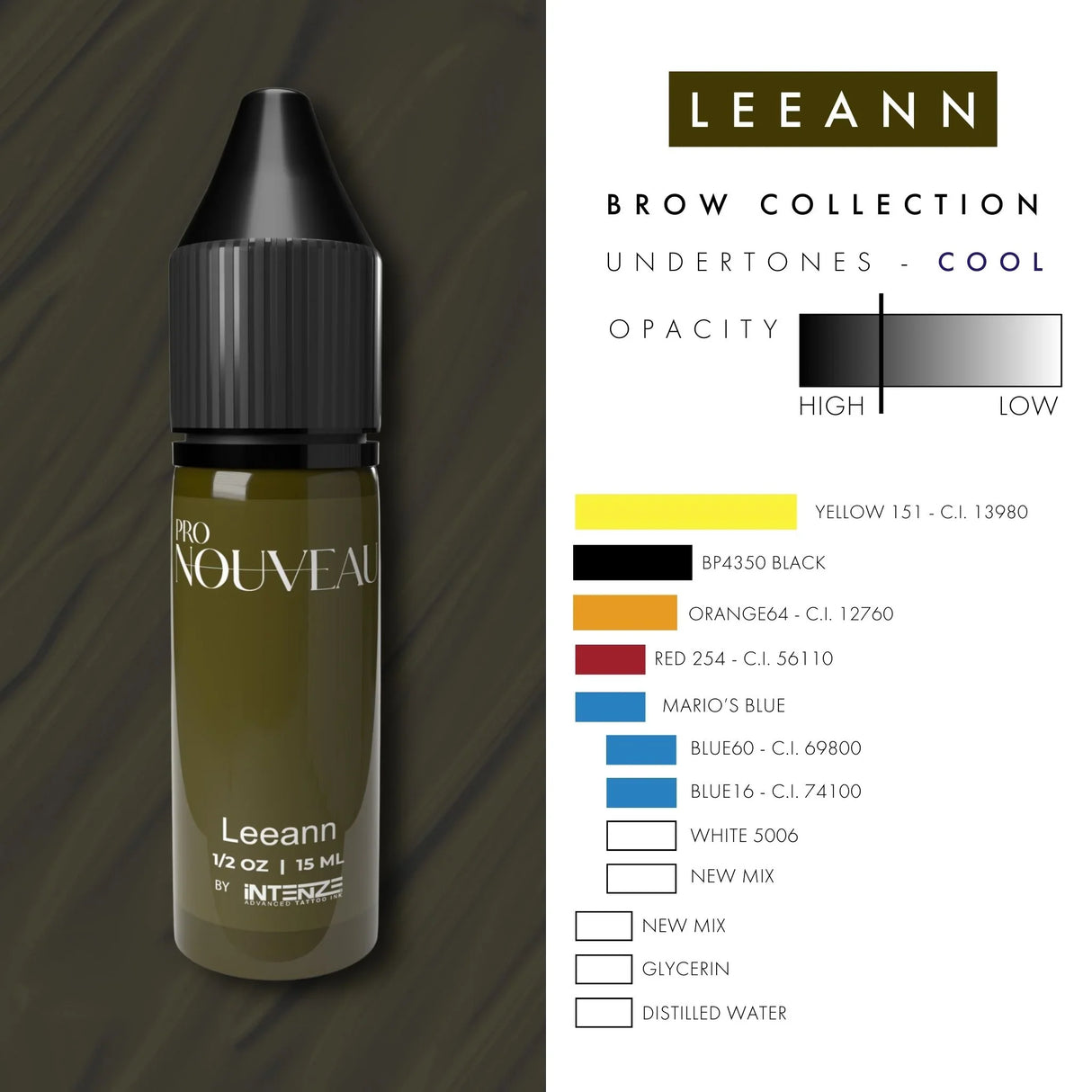 Pro Nouveau Pigments pour sourcils par Intenze Leean 15ml