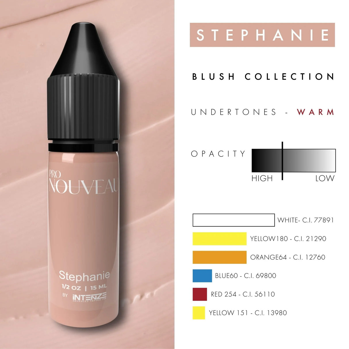 Pro Nouveau pigments de blush pour lèvres par Intenze Stephanie 15ml