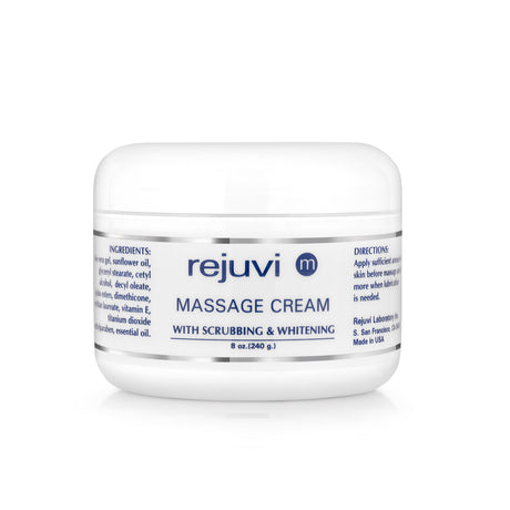 Rejuvi m Crème De Massage Gommante 240g – Pot, étiquette avant