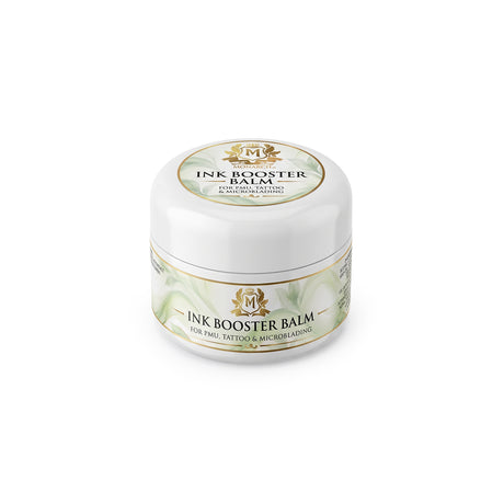 Skin Monarch Ink Booster Balm 30ml, vue en angle montrant le couvercle et l'étiquette avant