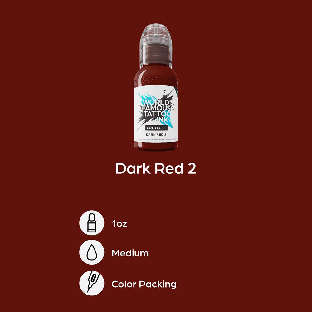 Encre de tatouage sans limites rouge foncé 2 (30 ml)