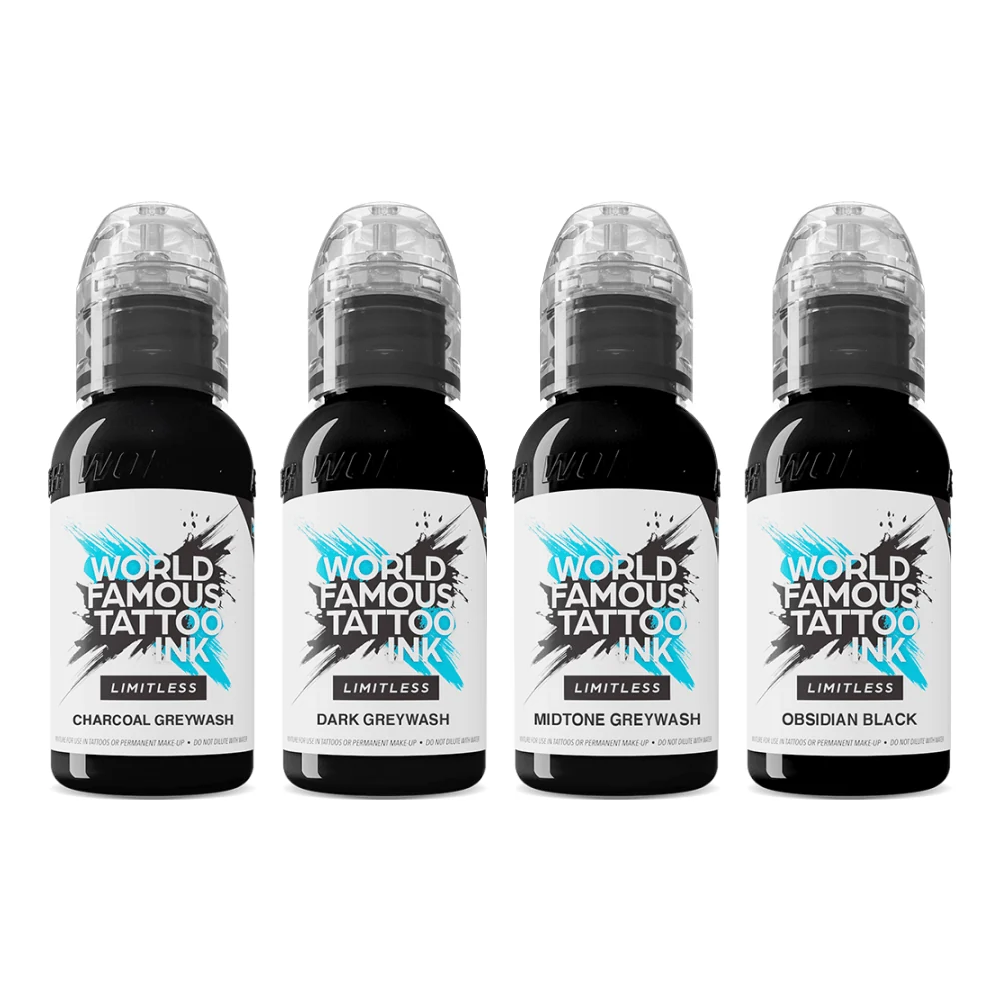 Ensemble de tatouage World Famous Limitless encre pour contours et ombrage 4x30ml