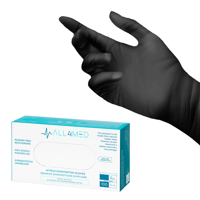 All4med disposable diagnostic nitrile gloves black s - BVShop
