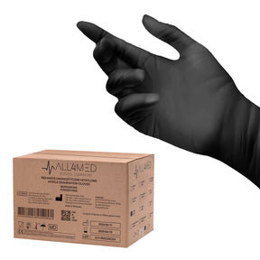 All4med disposable diagnostic nitrile gloves black XL 10x100 pieces - BVShop