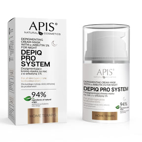 APIS DEPIQ PRO SYSTEM Depigmenting night cream-mask  with α-arbutin 1%, 50 ml - BVShop