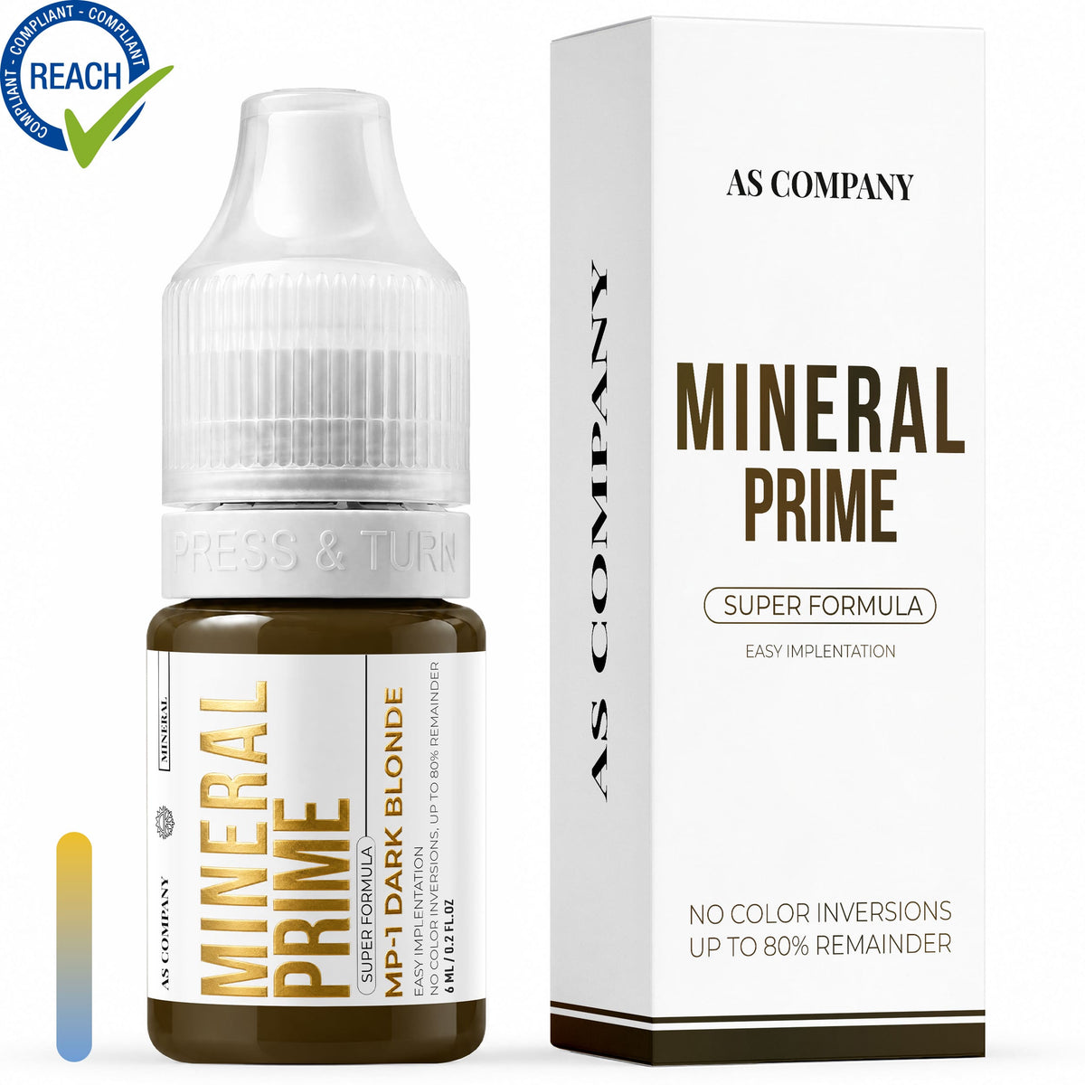 AS Company Mineral Prime MP1 Dark Blonde 6ml PMU pigment with packaging