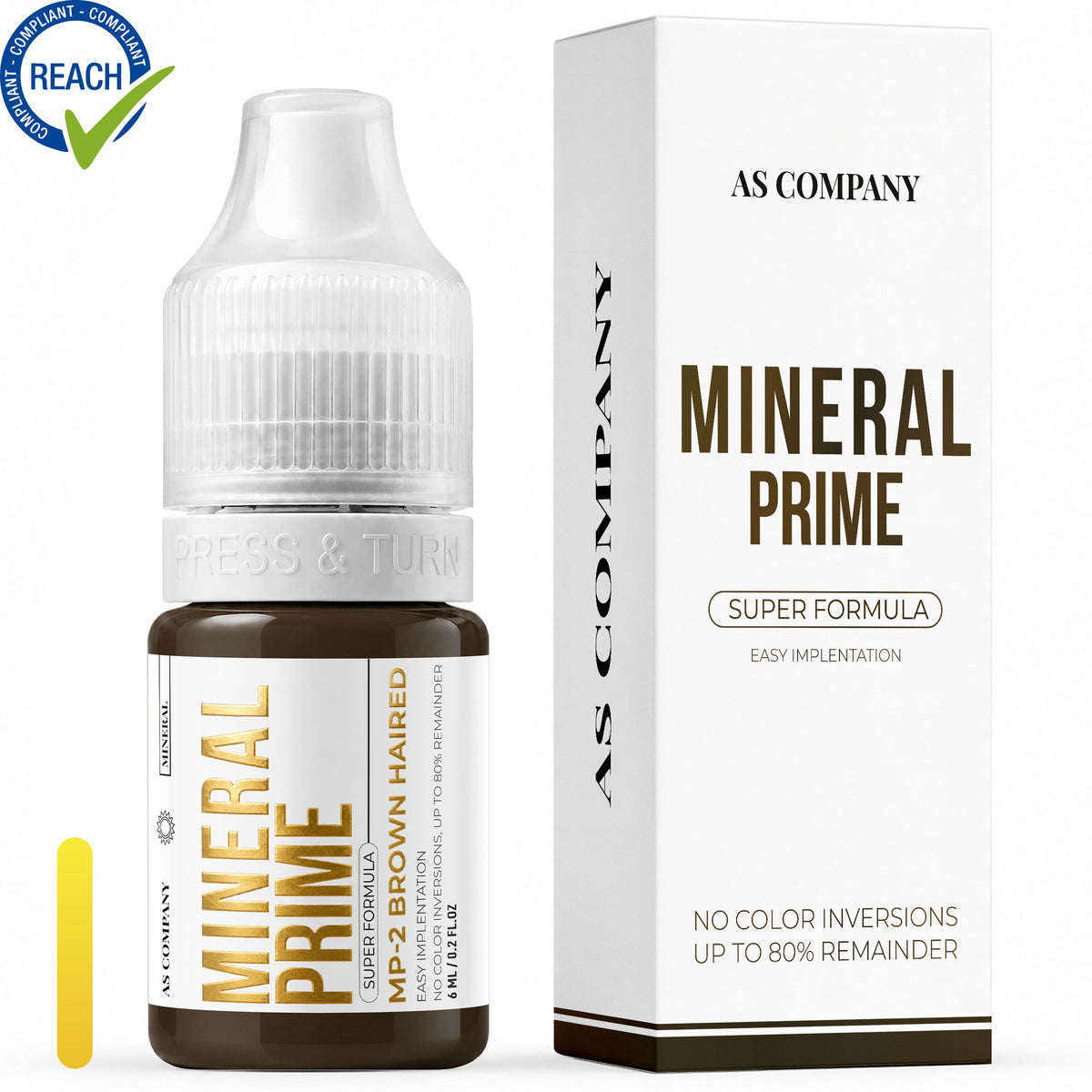 AS Company Mineral Prime MP2 Brown Haired 6ml PMU pigment with packaging