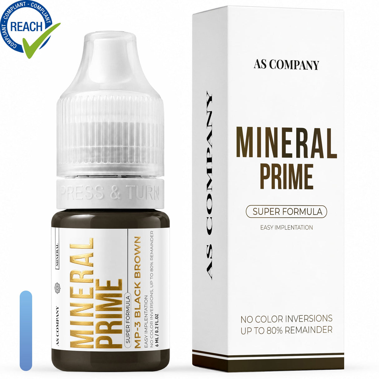 AS Company Mineral Prime MP3 Black Brown 6ml PMU pigment with packaging