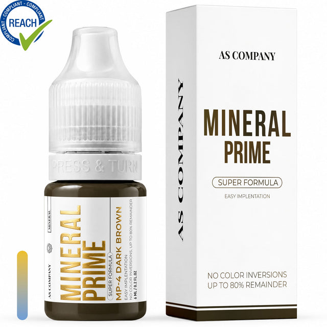 AS Company Mineral Prime MP4 Dark Brown 6ml PMU pigment with packaging