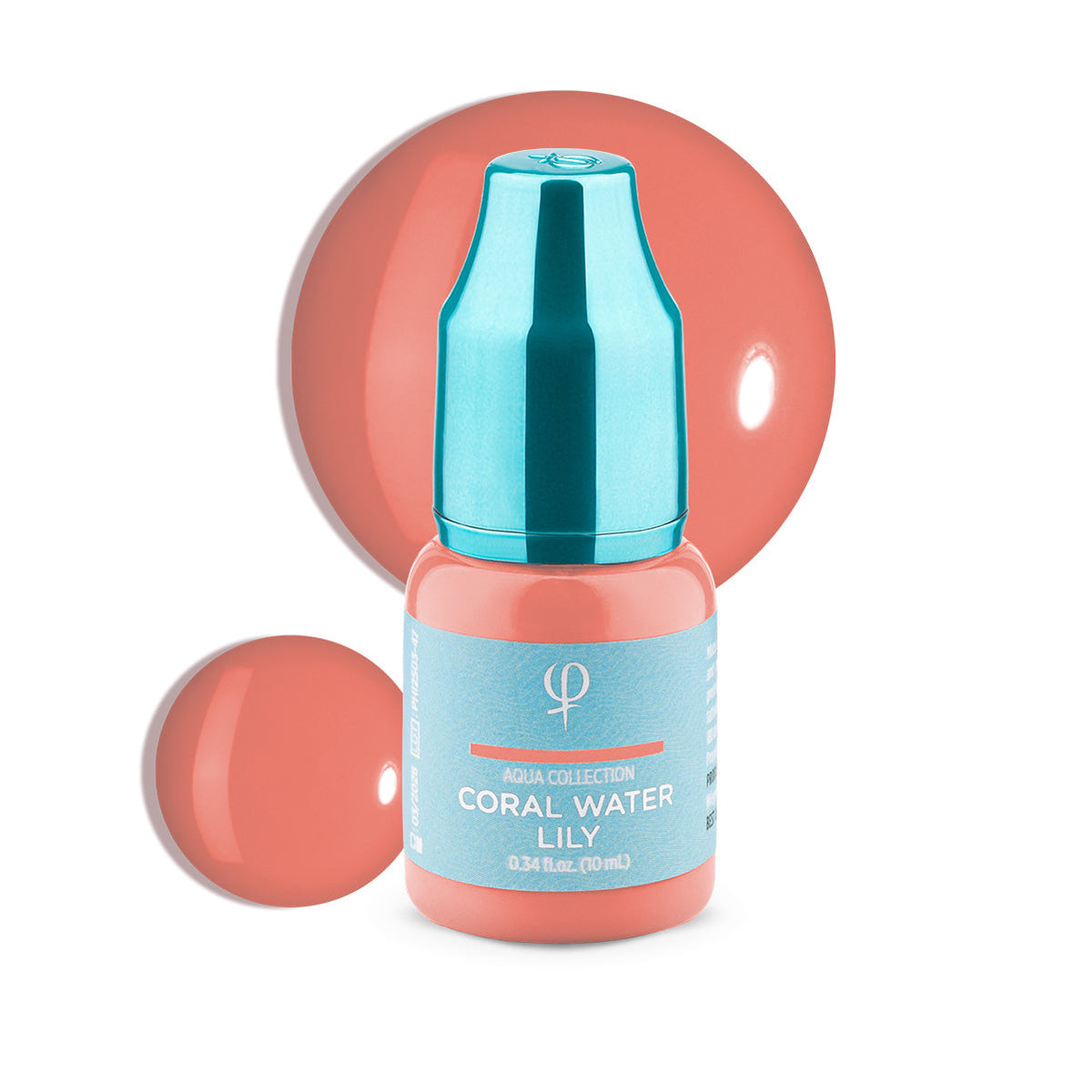 PhiAcademy PMU Aqua Coral Water Lily Pigment 10ml on a light background