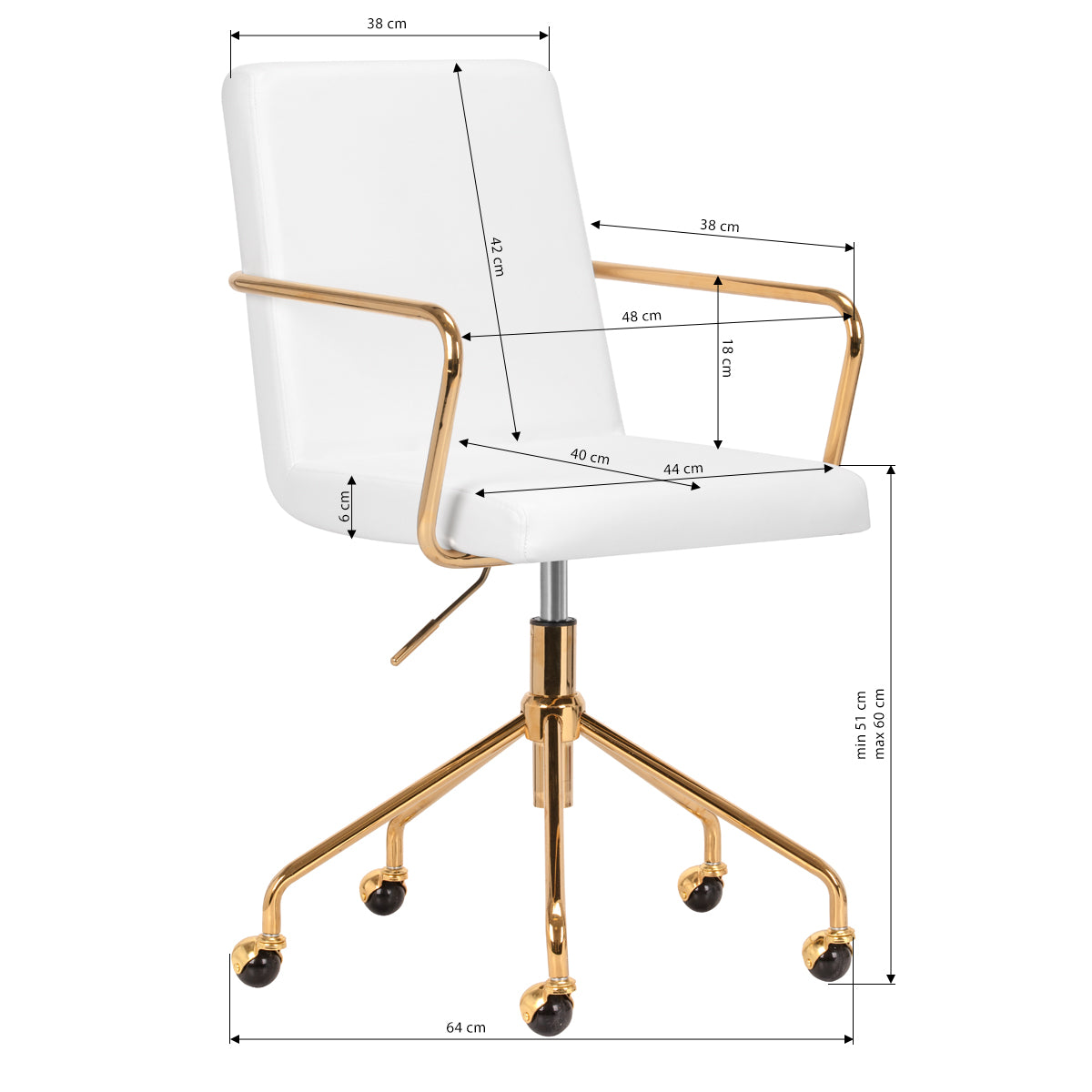 Cosmetic chair QS-OF211G gold white - BVShop