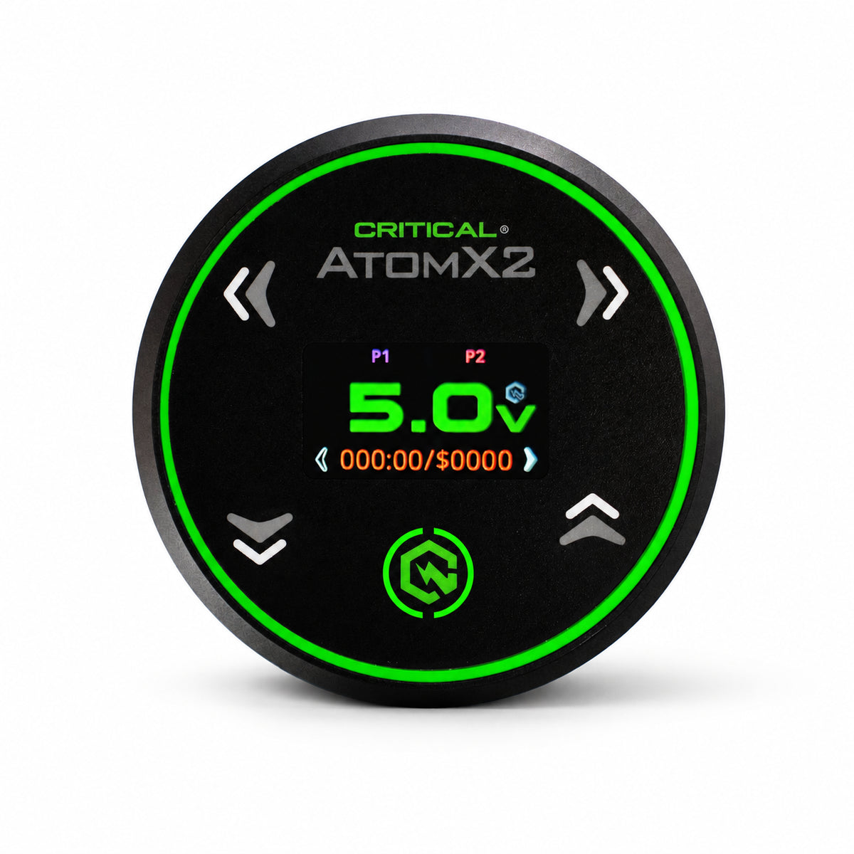 Critical Tattoo Atom X2 Bloc D'Alimentation Noir — vue de face