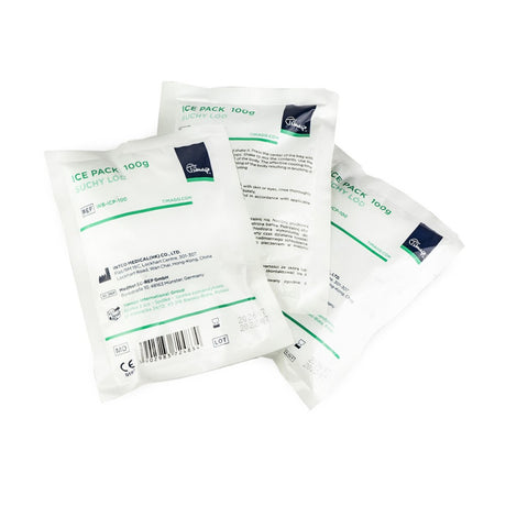 Dry ice cold compress for laser treatments by Timago, 100g, showing a compact cold pack used for soothing skin after laser procedures.