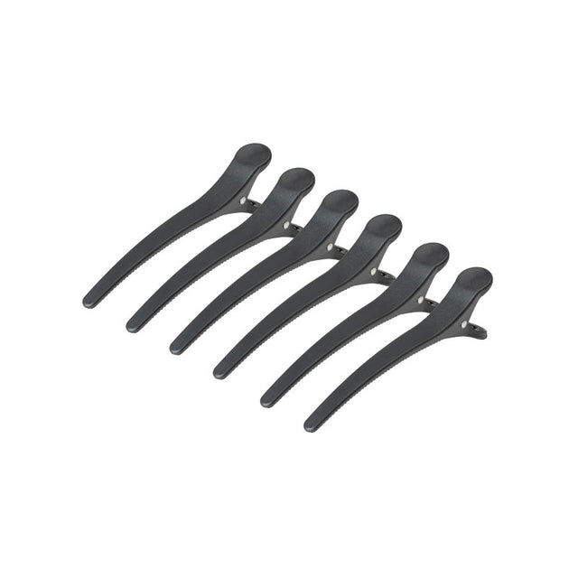 E-32 Hairdressing Clamps 6 pcs 11.5cm Black - BVShop