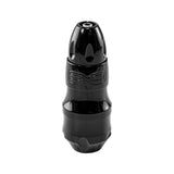 FK Irons EXO with RCA Bolt Base Black Ops tattoo machine side view