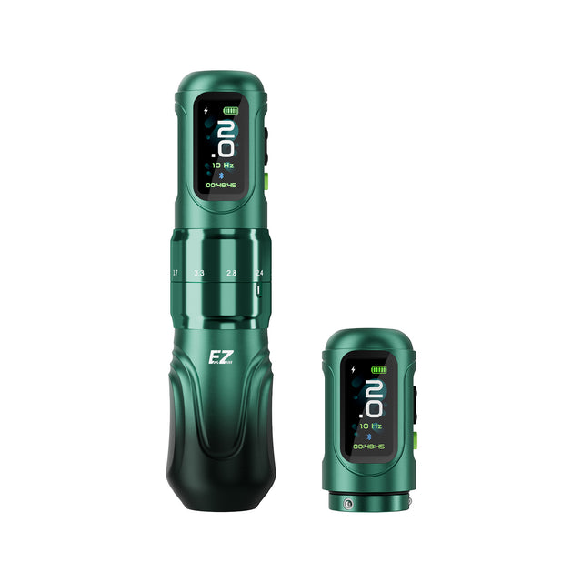 EZ P6 wireless tattoo pen Green Gradient with additional battery