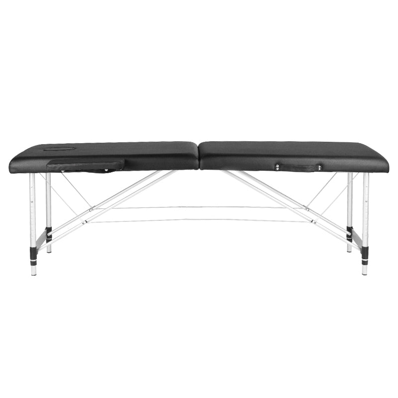 Folding massage table, aluminum, comfort, 2 black segments - BVShop