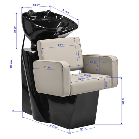 Gabbiano hair wash unit Bilbao Grey-Beige - BVShop