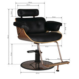 Gabbiano hairdressing chair florence black walnut - BVShop