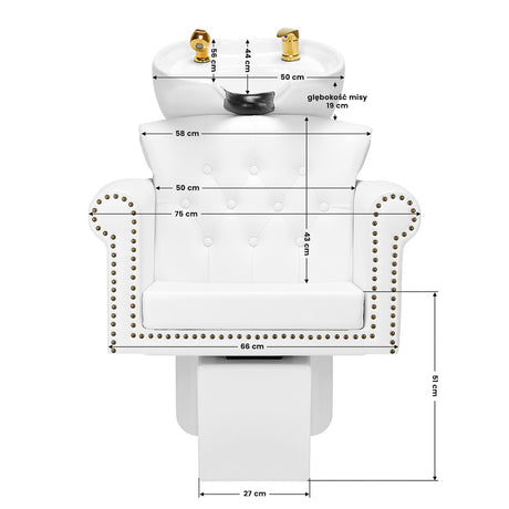 Gabbiano hairdressing wash unit Berlin gold white - BVShop