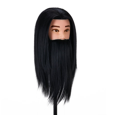 Gabbiano WZ4 training head with beard, synthetic hair, color 1#, length 8"+6" - BVShop