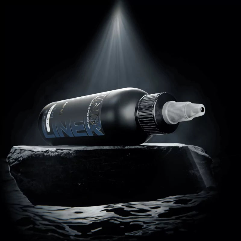 Kwadron professional black tattoo ink 240ml micro-realism geometric dotwork studio