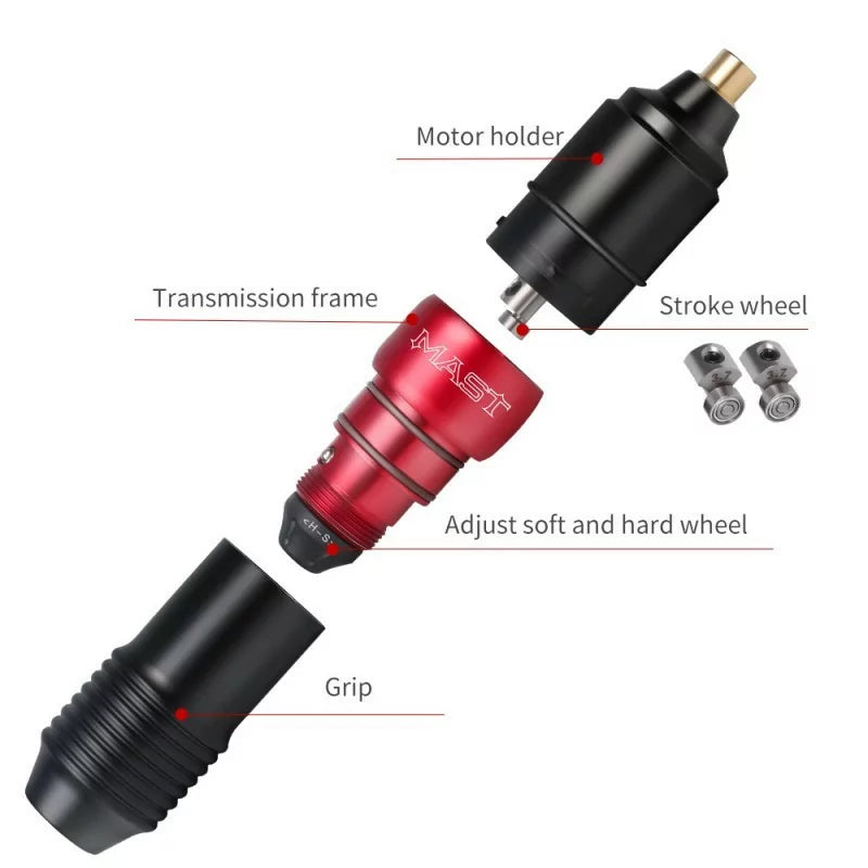 Mast Sai tattoo machine fitted with a universal cartridge needle
