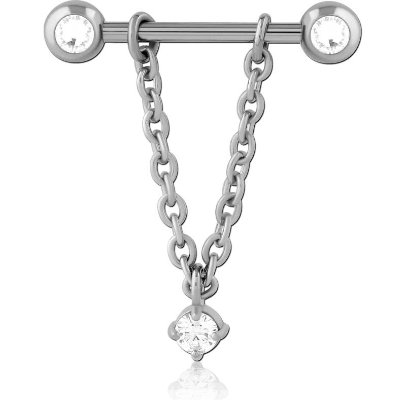 Boucle d'oreille de piercing de mamelon chaîne en zirconium