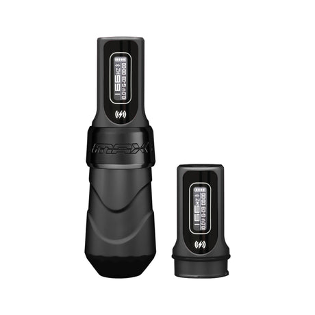 FK Irons Flux Max Black Ops tattoo machine with two PowerBolt II batteries