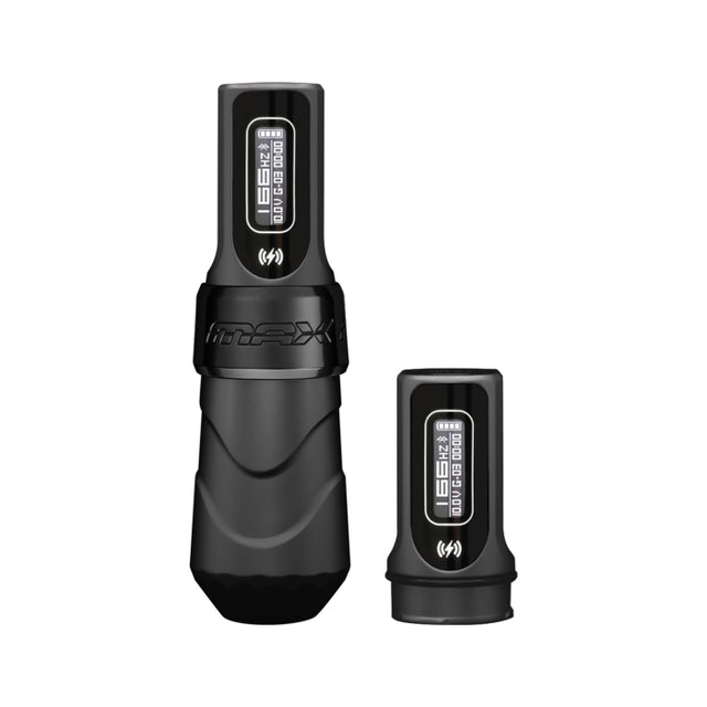 FK Irons Flux Max Black Ops tattoo machine with two PowerBolt II batteries