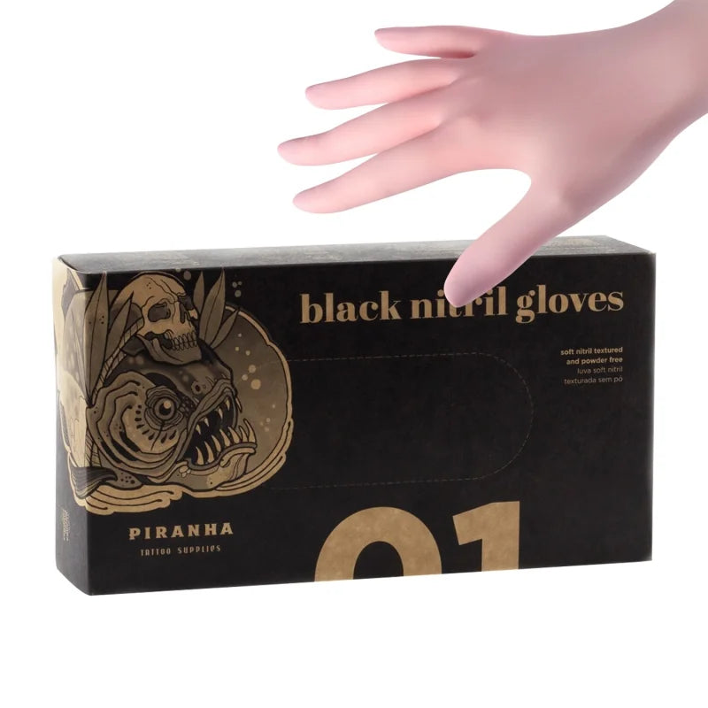 Gants en nitrile roses Piranha 100 pcs.
