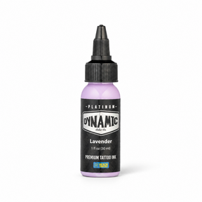 Platinum By Dynamic Tattoo Ink Lavender 30ml bottle on a white background with a natural shadow