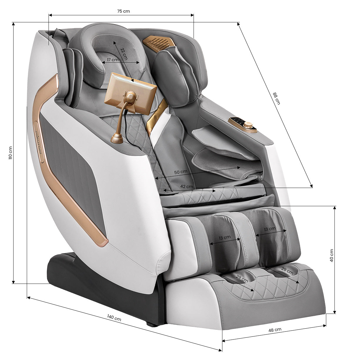 Sakura Classic 802A massage chair white gray - BVShop