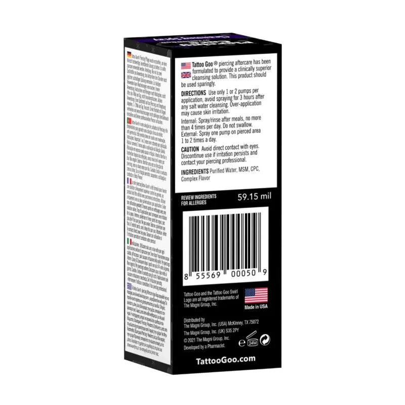 Tattoo Goo X-Pression Saline Cleansing Spray 59ml bottle, used for cleaning and soothing fresh tattoos.