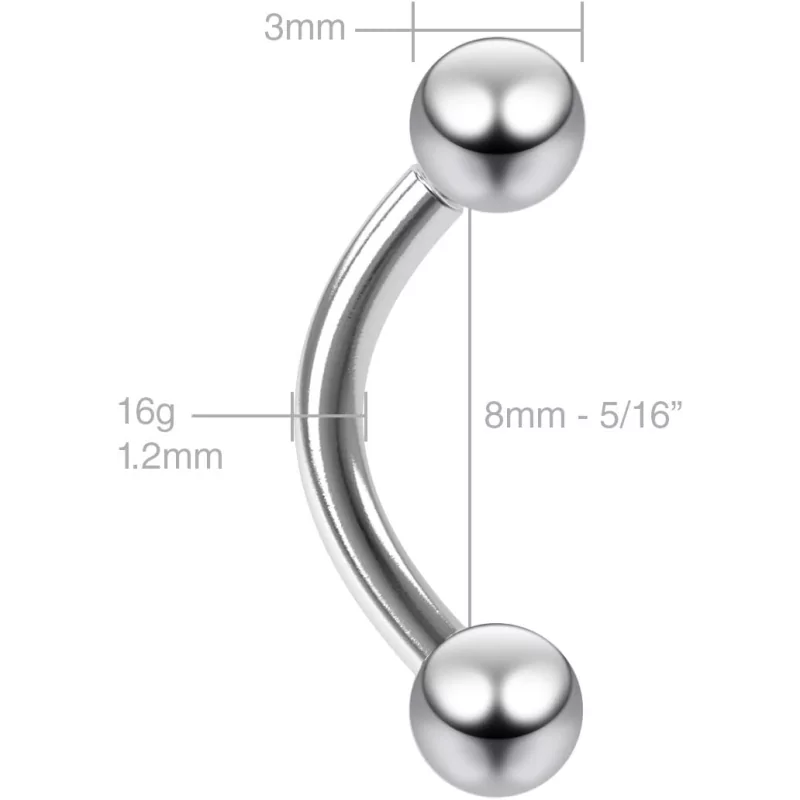 Labret incurvé à pousser en titane
