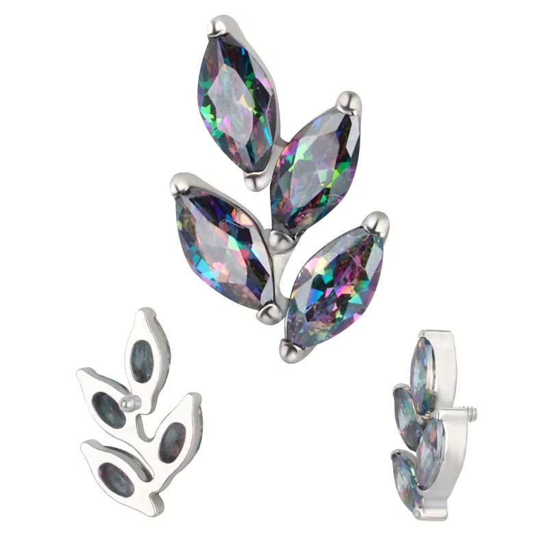 Bague en titane forme feuille