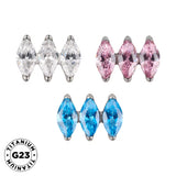 Bague en titane parallèle marquise