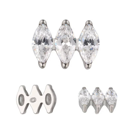 Bague en titane parallèle marquise