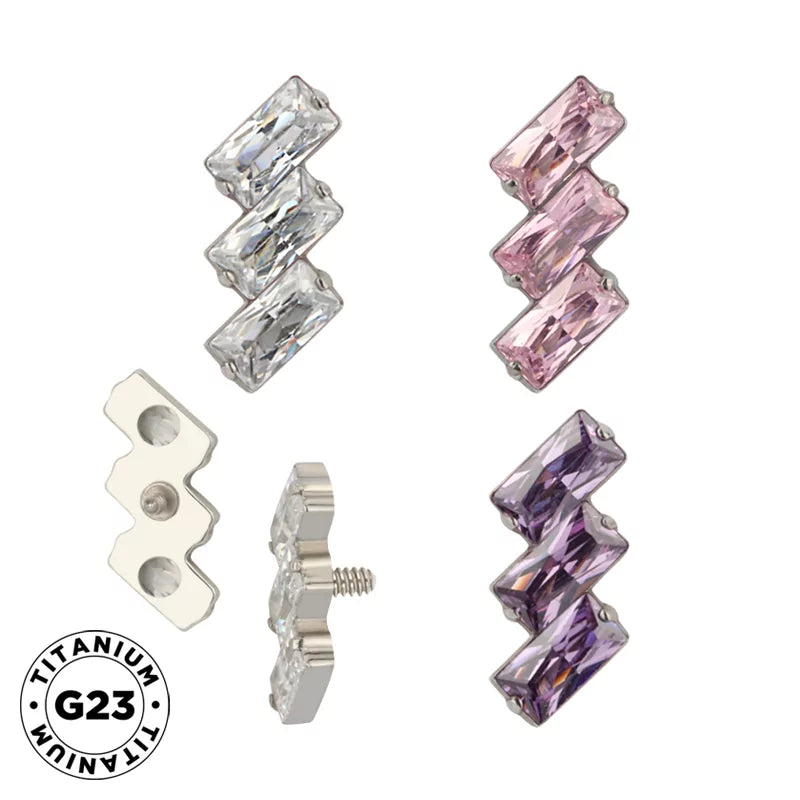 Embouts d'anneau en titane 3 sertissages rectangulaires