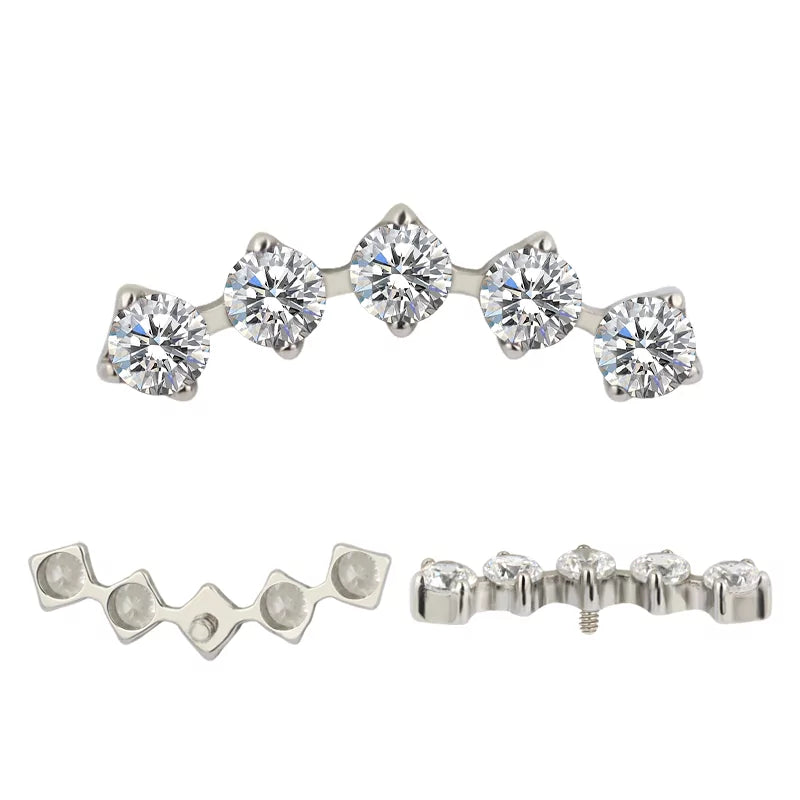 Embouts d'anneau en titane 5 griffes sertis de zirconium