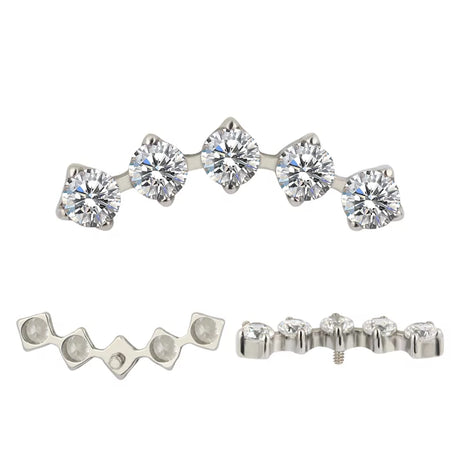 Embouts d'anneau en titane 5 griffes sertis de zirconium